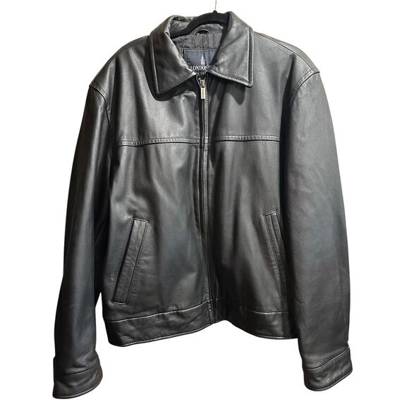 London Fog Genuine Black Leather Coat | Great Condition | Men's M - Picture 2 of 4